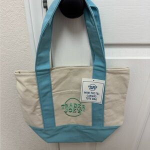 Trader Joe’s Mini Pastel Canvas Tote Bag - Cream and Blue